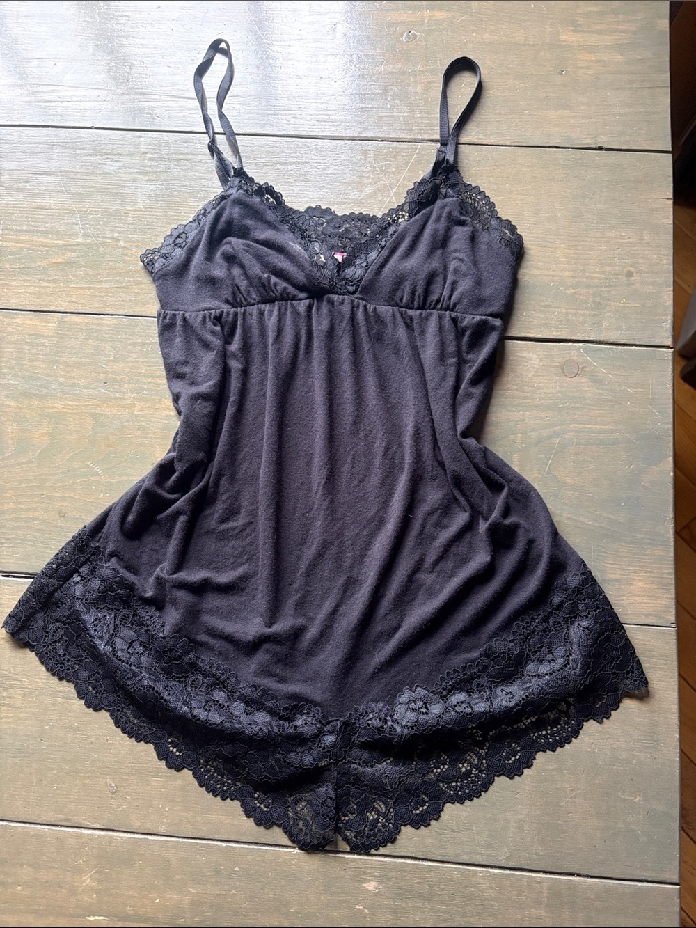 Black Lace Trim Women's Babydoll